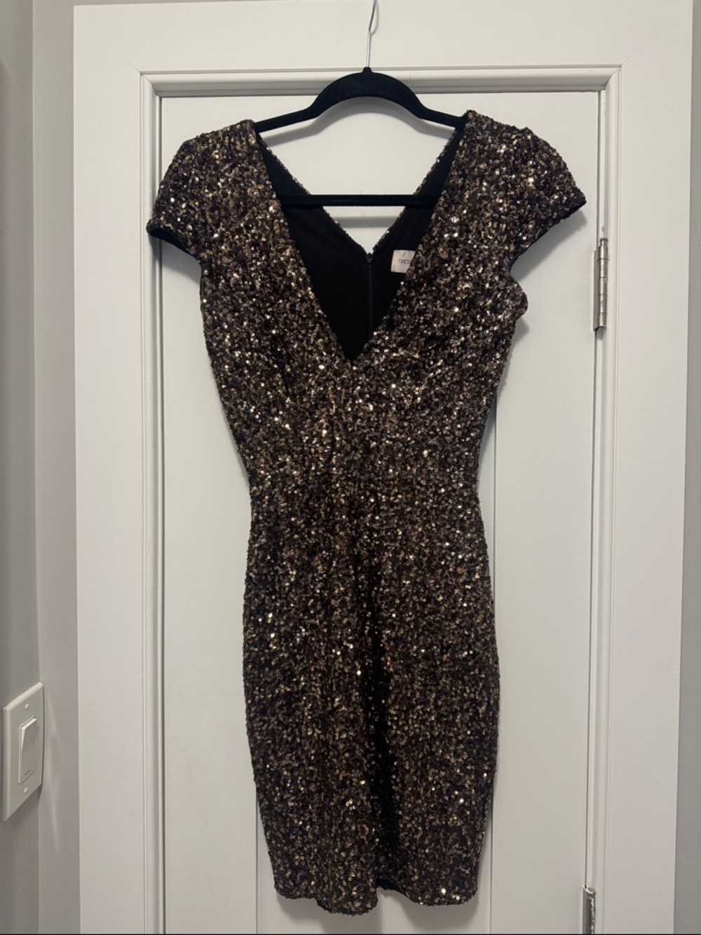 Dress the Population Gold Sequin V-Neck Mini Dress
